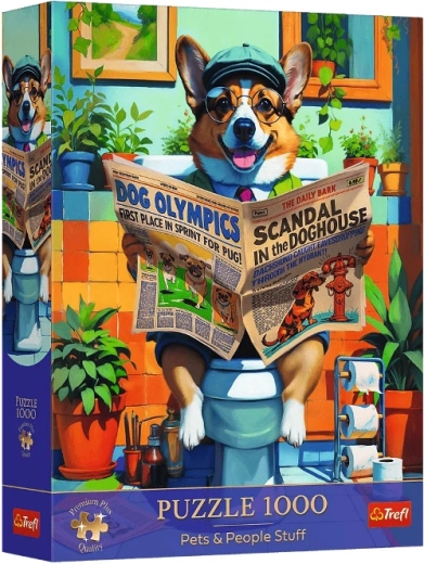 Puzzle 1000 Premium Plus – corgi in bagno