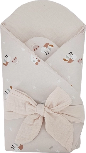 Fasciatoio/avvolgibimbo in mussola EKO con inserto in cocco rimovibile Bees, beige 75 × 75 cm