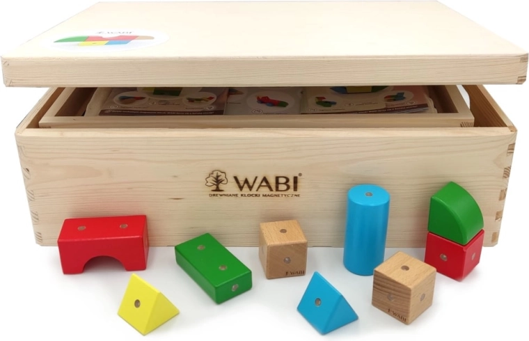 Blocchi magnetici in legno WABI set educativo 120 pezzi con base magnetica 3+