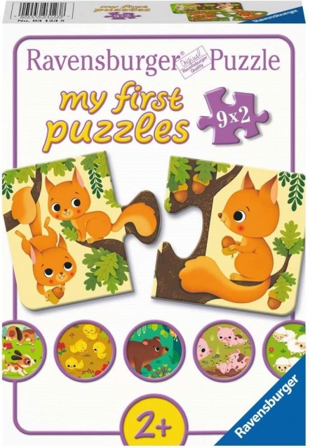 RAVENSBURGER I miei primi puzzle – animali e cuccioli, 9×2 pezzi
