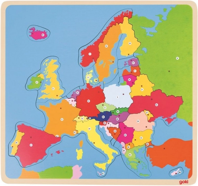 Goki puzzle in legno Mappa d'Europa 35 pezzi
