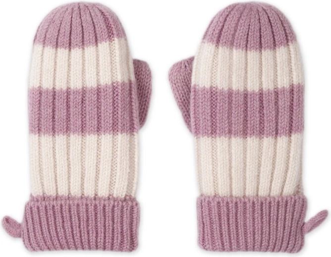 Guanti in merino Lodger Stripe mauve taglia 1–2 anni