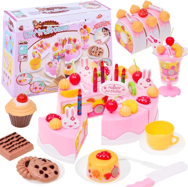 Torta di compleanno da tagliare – set per bambini per il tè delle bambole