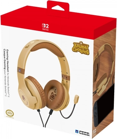 Cuffie gaming HORI per Nintendo Switch 2 Animal Crossing Wood Brown