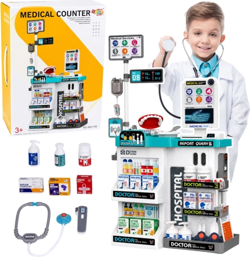Tavolino medico per bambini con accessori da 61 pezzi, luci e suoni