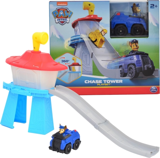 Torretta mini di Paw Patrol con pista di discesa e veicolo di Chase