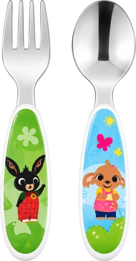 Set di posate per bambini Bing con forchetta e cucchiaio