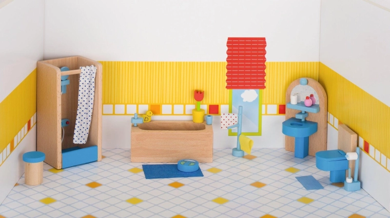 Arredamento da bagno Goki per casa delle bambole – bagno con accessori