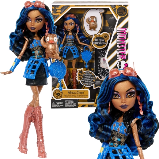 Monster High bambola Robecca Steam 26 cm Creeproduction con accessori e animaletto Captain Penny
