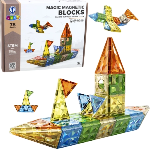 Blocchi da costruzione magnetici 3D, colorati, 78 pezzi