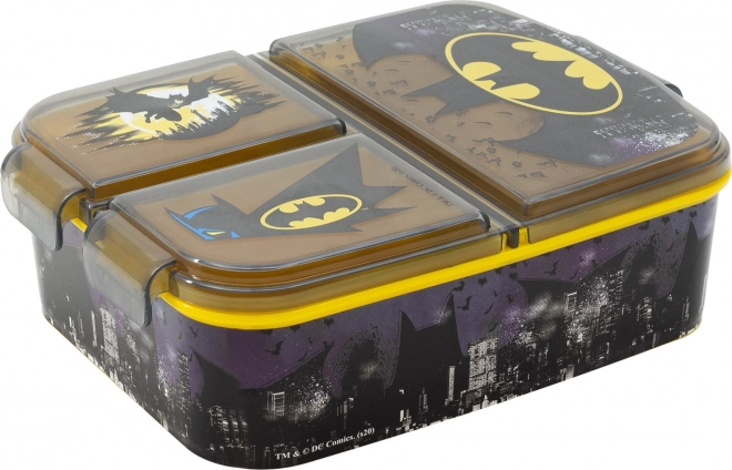 Scatola per pranzo per bambini Batman nero-gialla con 3 scomparti