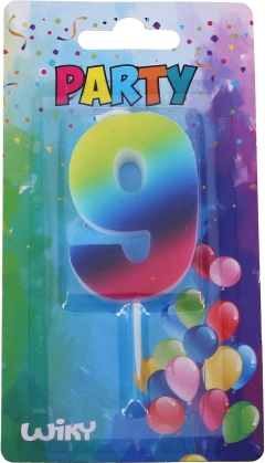 Candela di compleanno numero 9 Arcobaleno