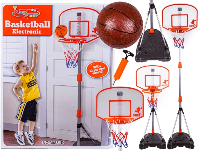 Canestro da basket per bambini con contatore elettronico e altezza regolabile