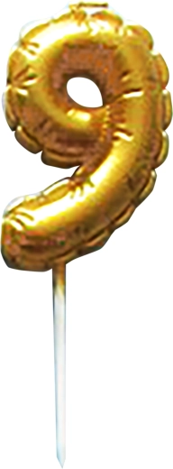 Candela per torta numero 9 dorata con stecchino 6 cm