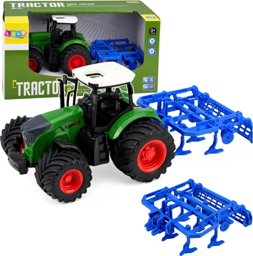 Trattore agricolo con erpice 1:24 verde
