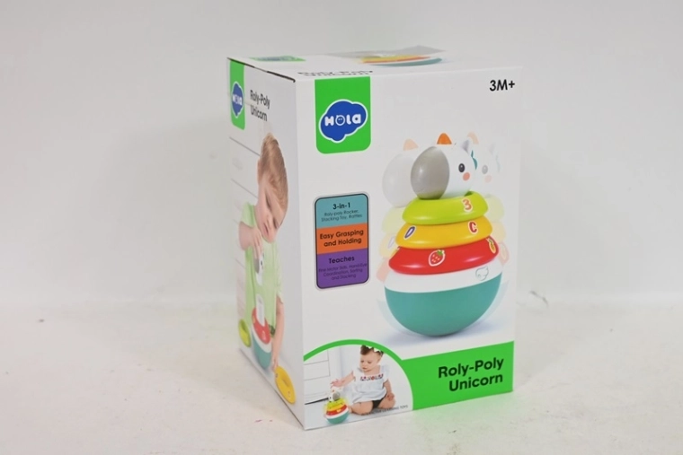 SmilyP unicorno 3 in 1: piramide, incastro, sonaglino e cilindro basculante
