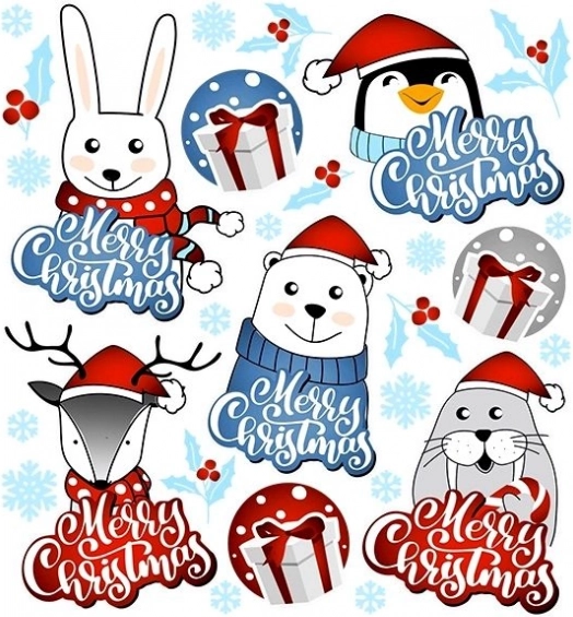 Toppe natalizie con animali su piccolo foglio