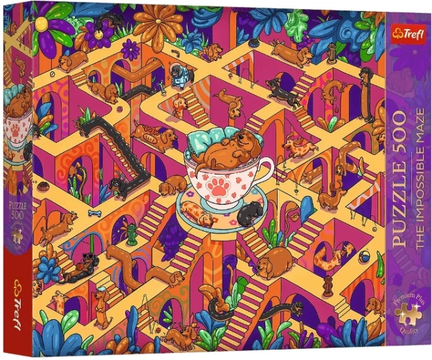 Puzzle Premium Plus 500 Il labirinto impossibile: Wesołe jamniki