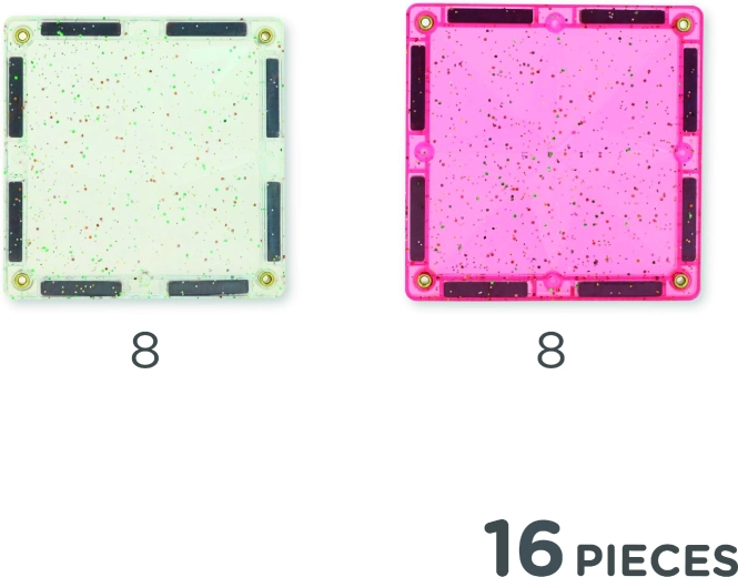 Cleverclixx piastrelle magnetiche glitter trasparenti rosa, 16 pz
