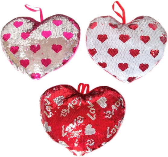 Cuore di peluche con paillettes 30 cm - 1 pezzo