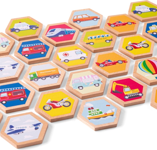 Memory in legno con mezzi di trasporto