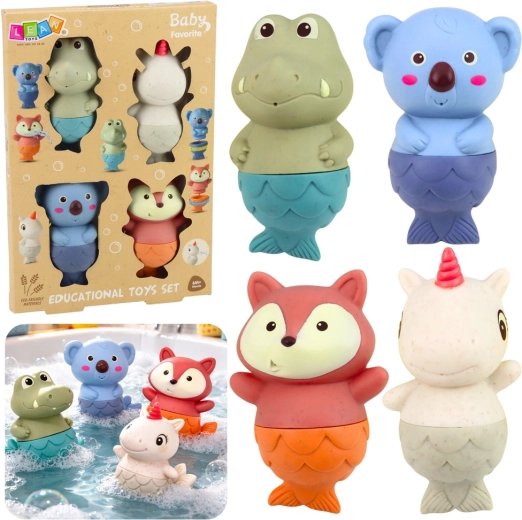 Set di giocattoli da bagno animaletti sirenetta, 4 pezzi