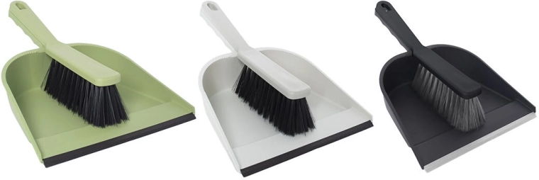 Scopino e paletta con bordo in gomma – set in plastica, mix di colori