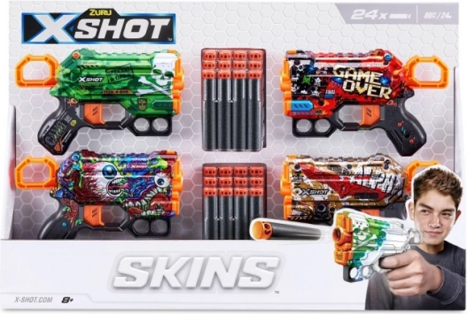 Set di blaster X-SHOT Skins Menace – 4 pz, 24 dardi