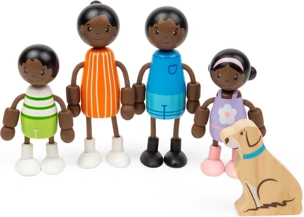 Bambole in legno Tidlo per casa delle bambole – famiglia africana