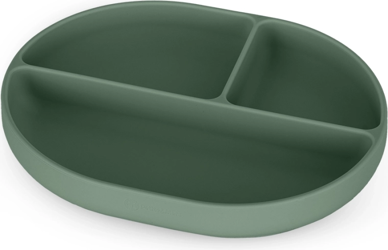 Piatto ovale divisorio in silicone con ventosa Petite&Mars Take&Match misty green