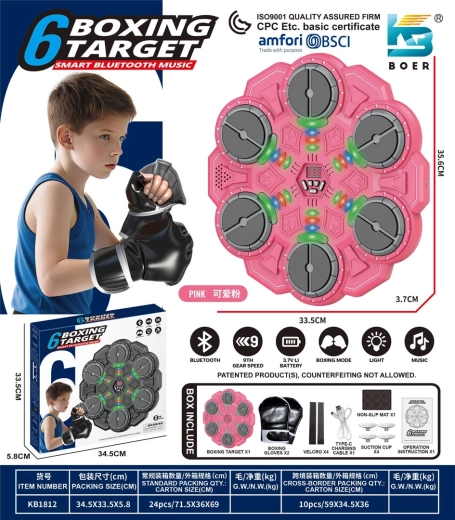 Tavola da allenamento di boxe per bambini con luci, suoni e Bluetooth