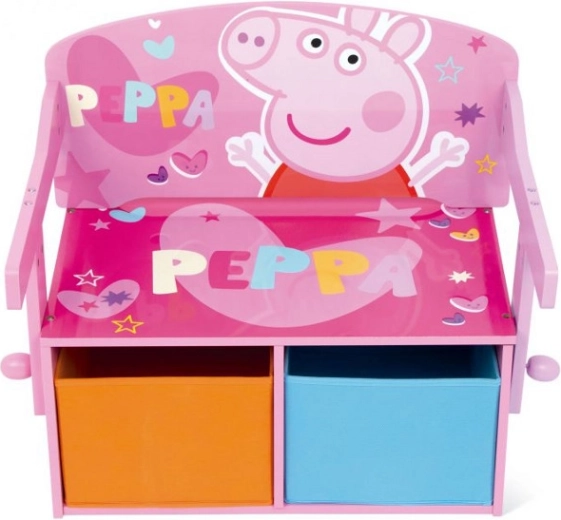 Panca per bambini Peppa Pig 3 in 1 (panca, scrivania e contenitore per giocattoli)