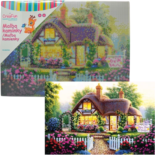Pittura a diamanti casetta fiorita 30 × 40 cm