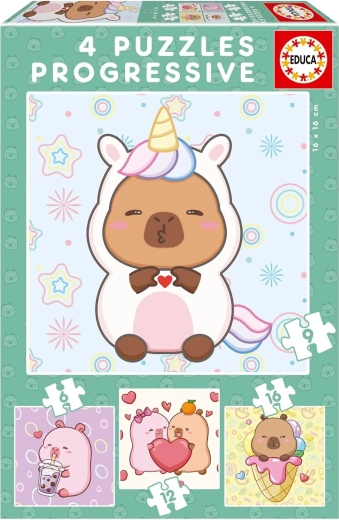 Puzzle EDUCA CapyFun 4in1 (6, 9, 12, 16 pezzi)