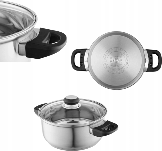 Pentola in acciaio inox Emilio con coperchio in vetro 2,5 l (20 cm)