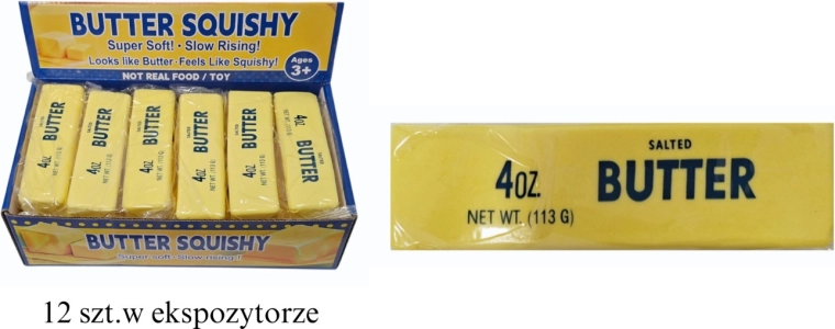Squishy antistress a forma di burro, 13 cm, giallo