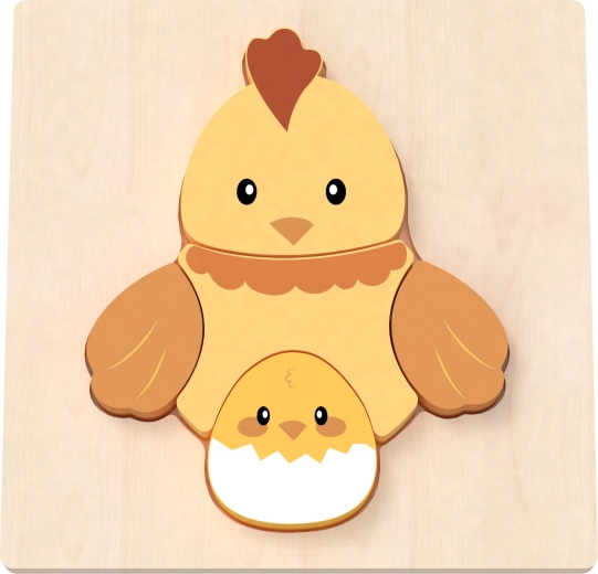 Puzzle in legno fatti a mano gallina e pulcino BABU