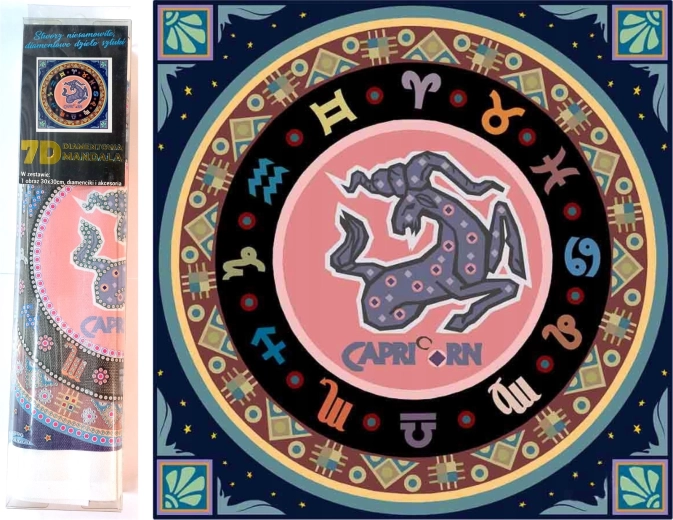 Pittura diamantata 7D – segno zodiacale Capricorno 30 × 30 cm
