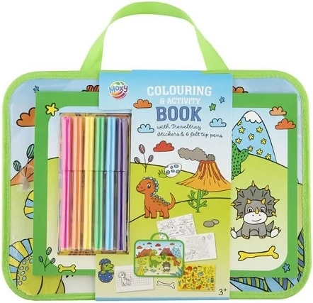 Set di album da colorare e attività con dinosauri in astuccio con zip