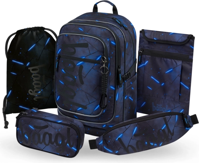 Set scolastico BAAGL Cubic Flash 5 pezzi: zaino, astuccio, sacca per scarpe, marsupio e custodia piatta GRS