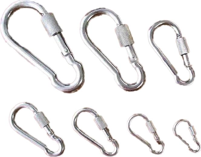 Moschettone in acciaio con ghiera di sicurezza 70 mm, zincato, portata 180 kg (10 pz)