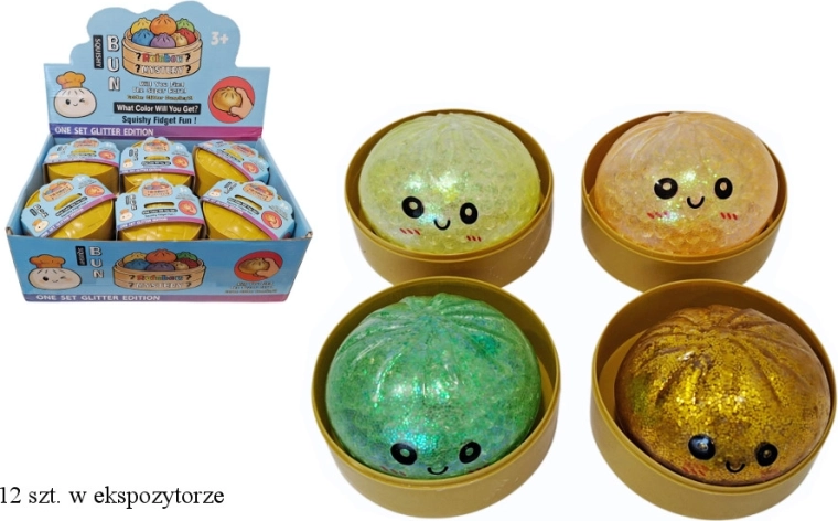 Squishy antistress a forma di dumpling con glitter