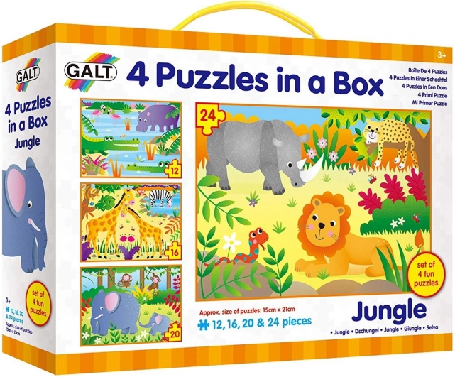 Puzzle giungla 4 in 1 (12, 16, 20, 24 pezzi) GALT