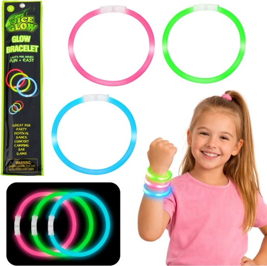 Braccialetti fluorescenti luminosi Glow Stick 3 pezzi, 20 cm