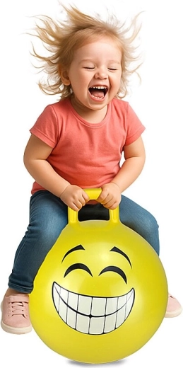 Palla rimbalzante HoppyDoo Smile gialla 45 cm con pompetta