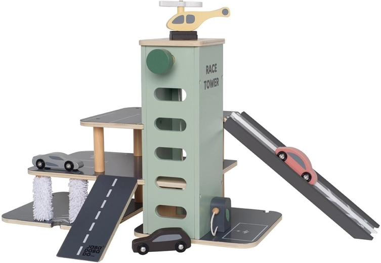 Garage parcheggio in legno Jabadabado con ascensore, autolavaggio e eliporto