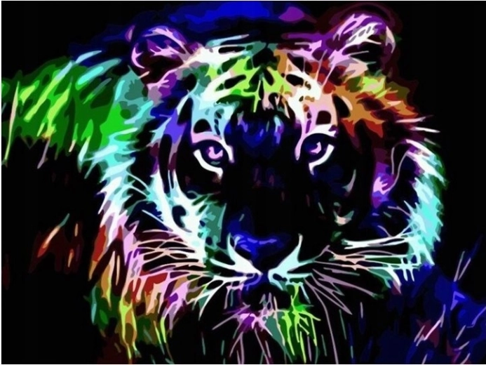Pittura con diamanti Tigre al neon 30 × 40 cm