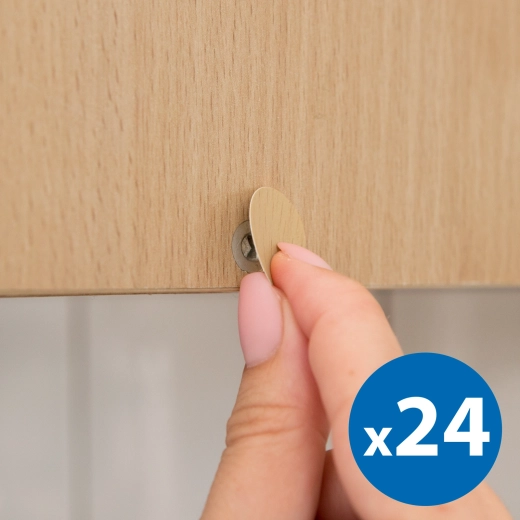Copriviti autoadesivi da 13 mm effetto rovere, 24 pezzi