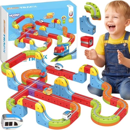 WOOPIE Magic Cube Train, pista magnetica antigravitazionale con costruzioni, 68 pezzi