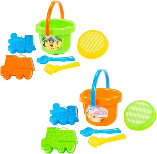 Set da spiaggia per bambini con secchiello, setaccio e stampini - 1 pezzo